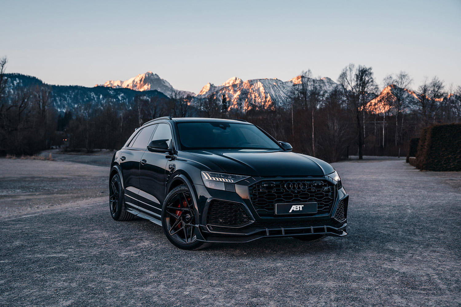 schwarzer RSQ8 Signature Edition auf einem Feld vor einem Wald